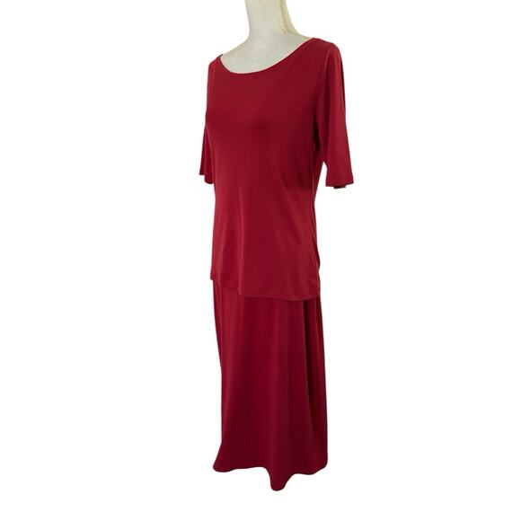 PERUVIAN CONNECTION 2-Piece Skirt & Top Set NWT Sz M Red Pima Cotton Knit - Picture 4 of 9